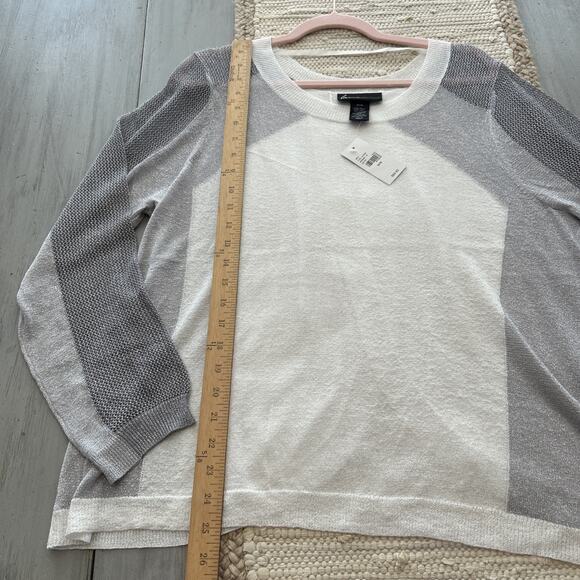 NWT Lane Bryant White Silver Metallic Open Back Loose Knit Sweater Sz 14 16 - Picture 4 of 7